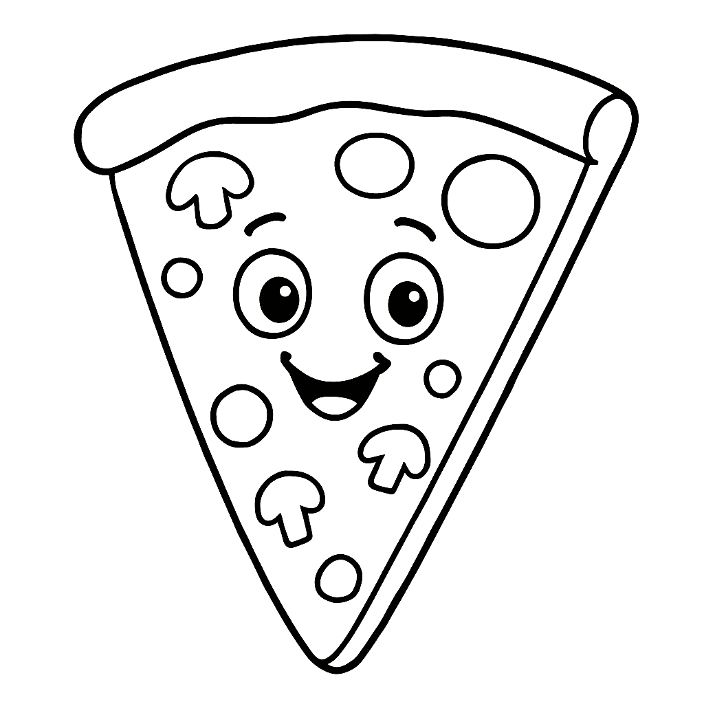 Happy Pizza Coloring Page