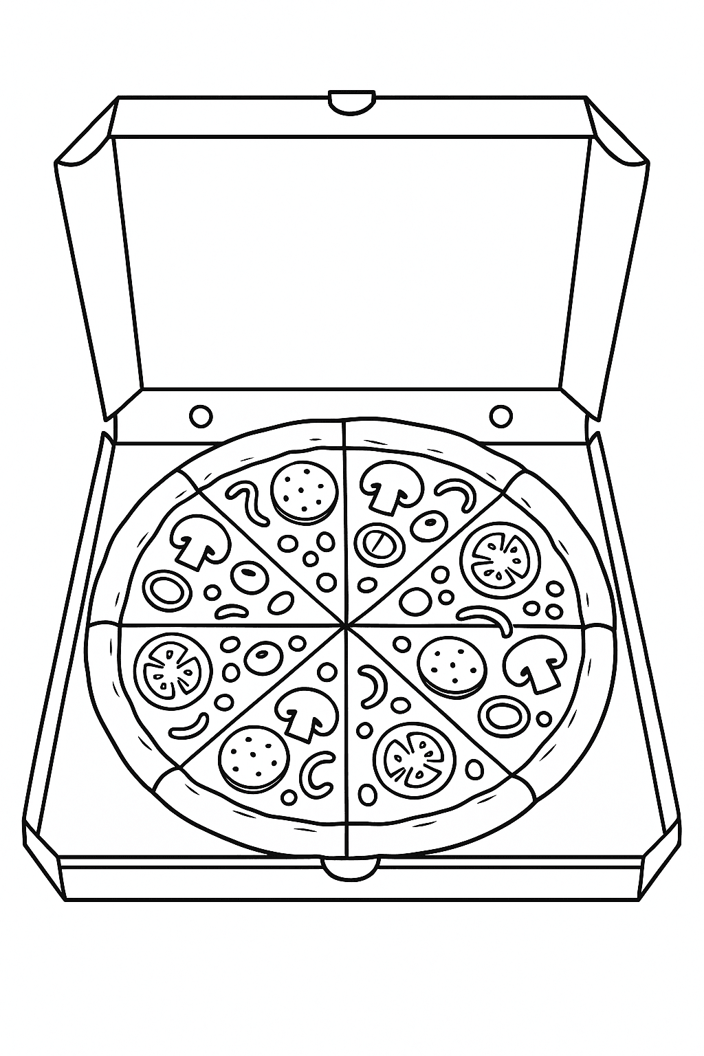 Pizza in Box Coloring Page