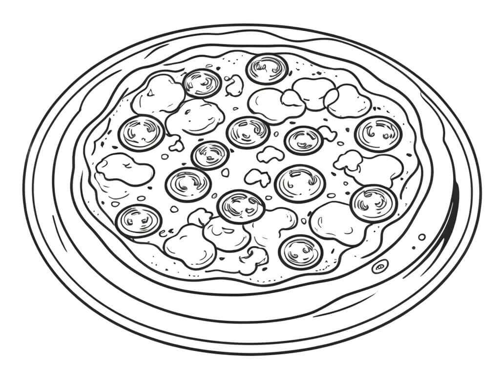 Salami Pizza Coloring Page