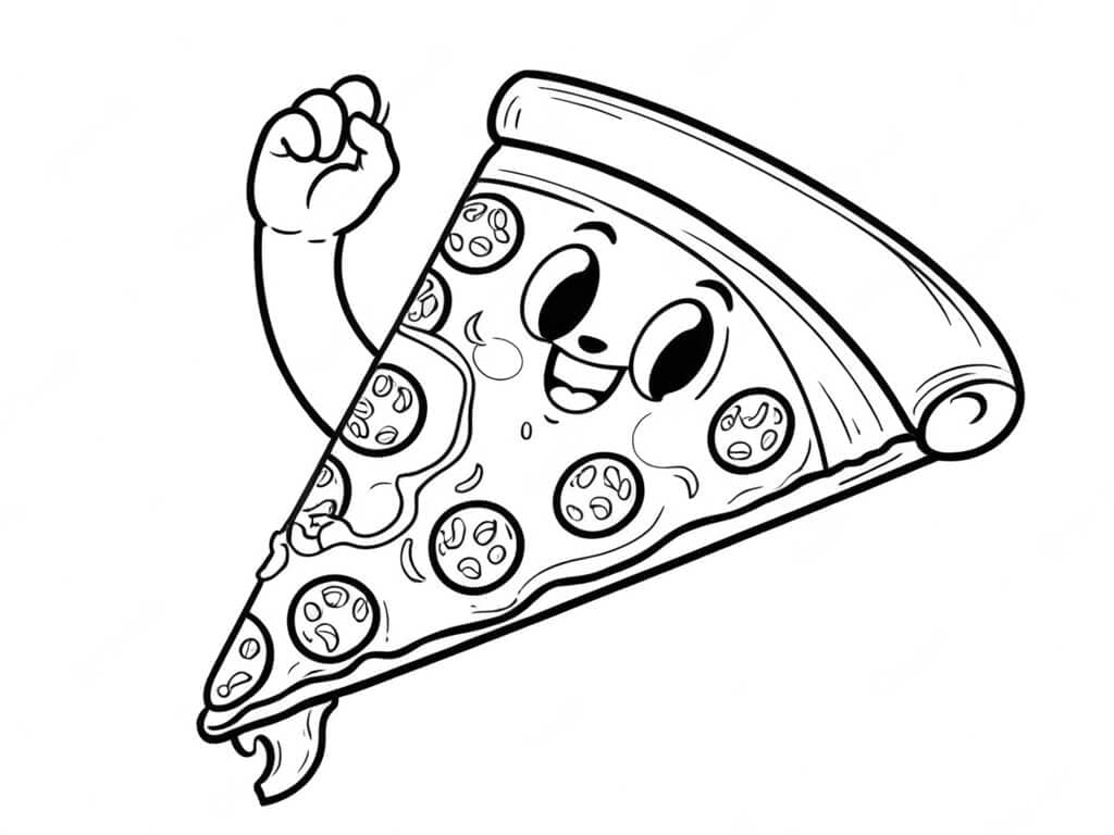 Smiling Pizza Coloring Page
