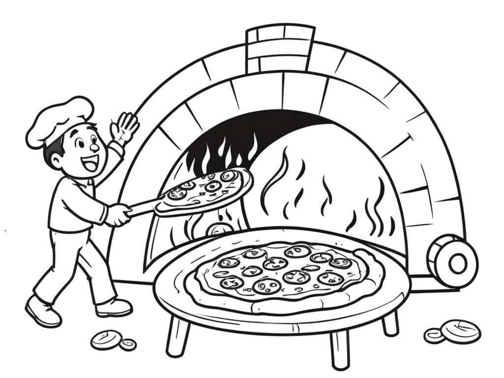 Wood-Fired Pizza Coloring Page