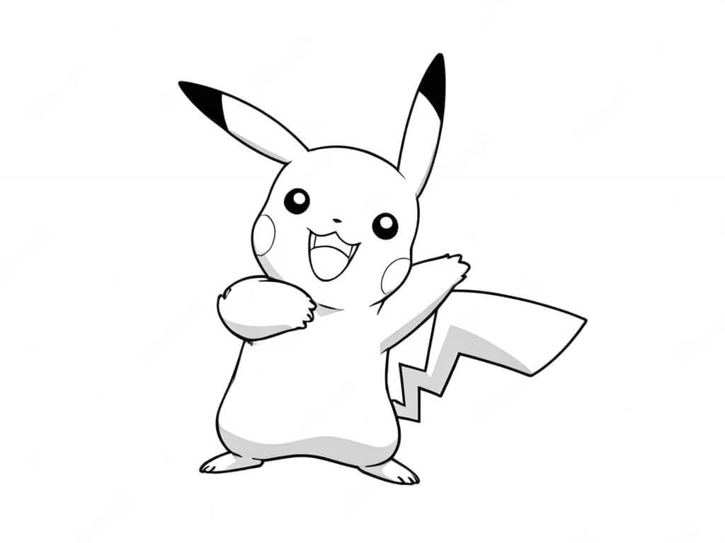 Pikachu Waving Coloring Page