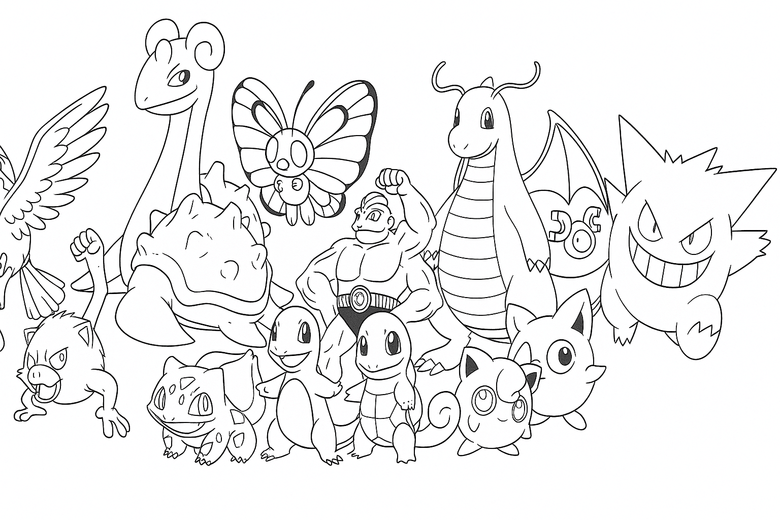 Various Pokemon Together Coloring Page