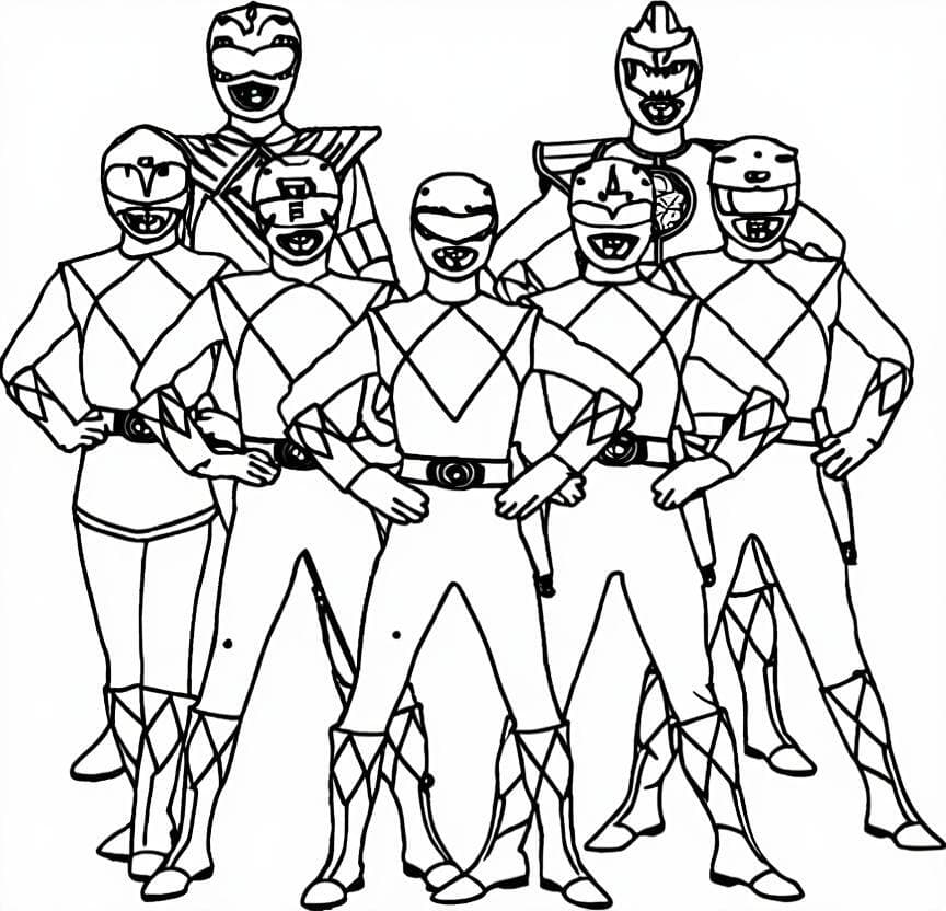 All Power Rangers Coloring Page