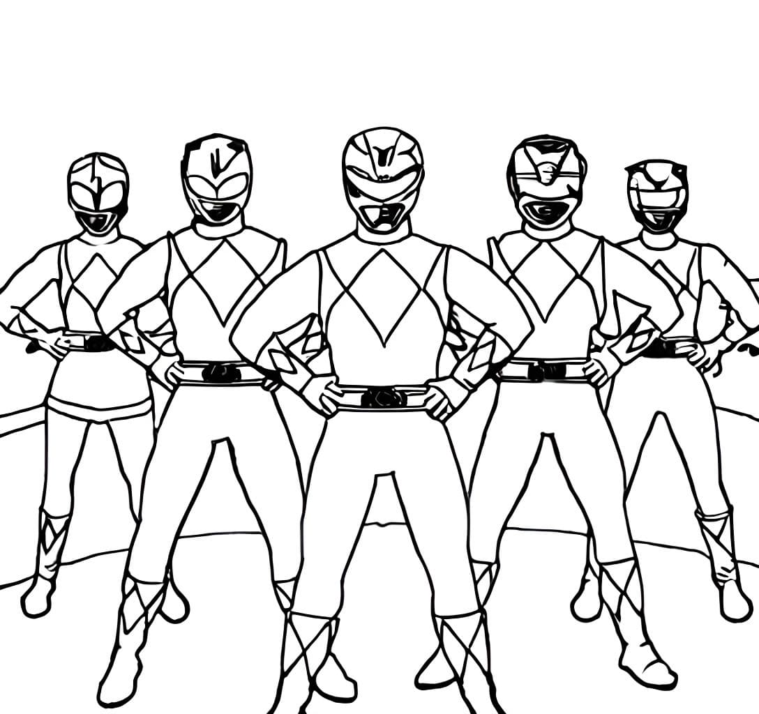 Assembled Power Rangers Coloring Page