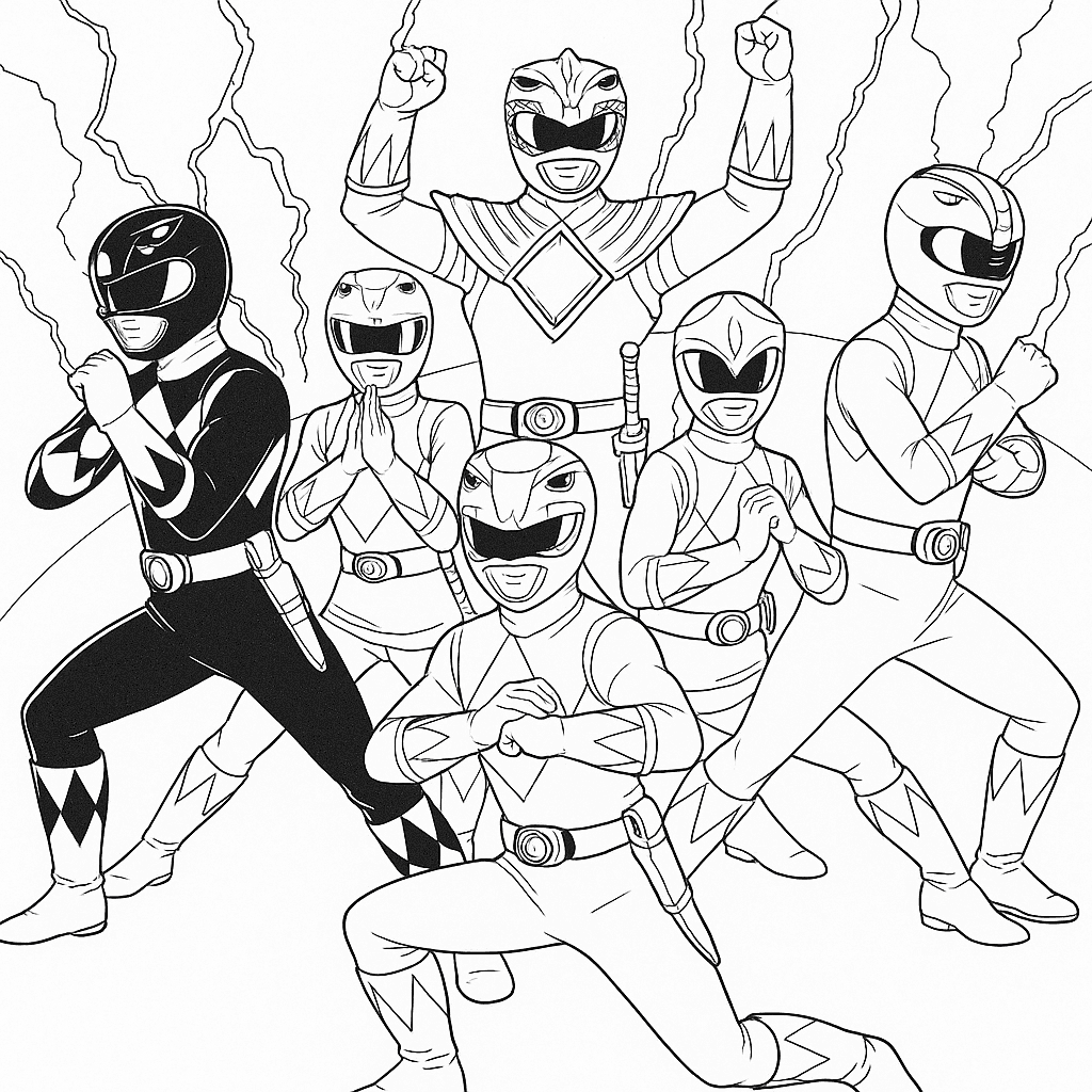 Classic Power Rangers Coloring Page