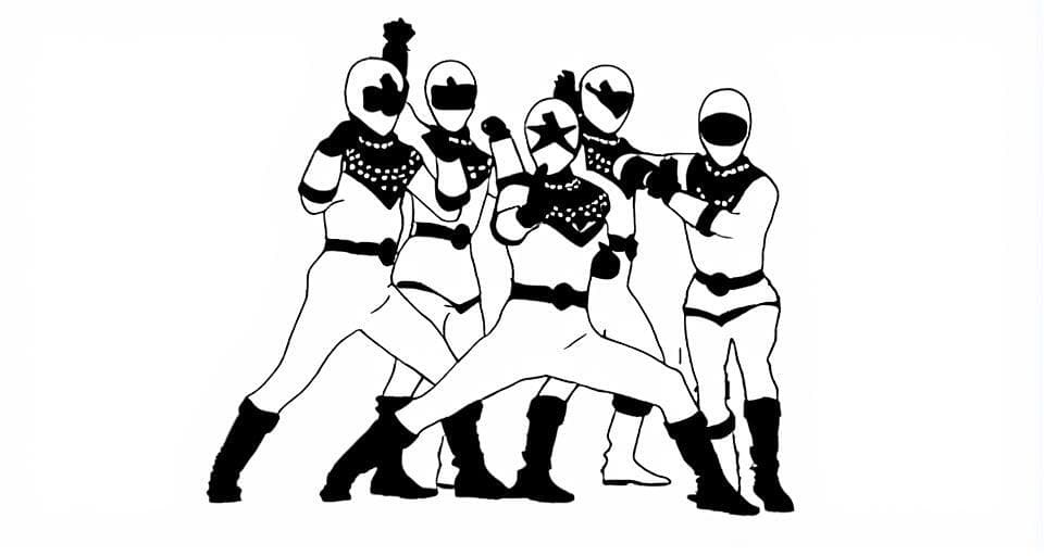 Power Rangers Group Coloring Page