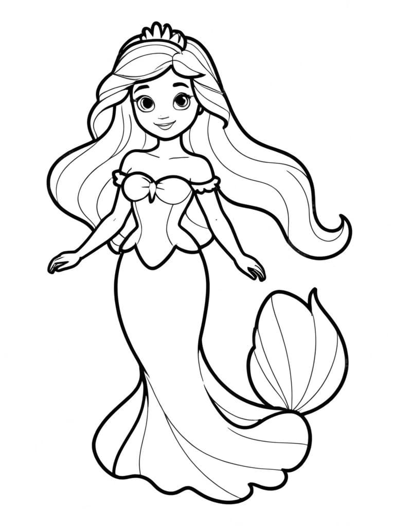 Ariel Coloring Page Version 2