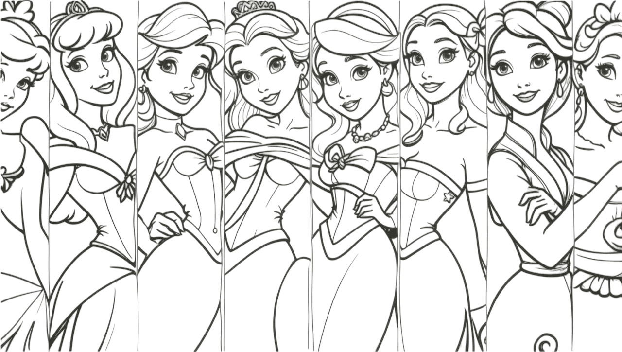 Disney Princesses Coloring Page 3