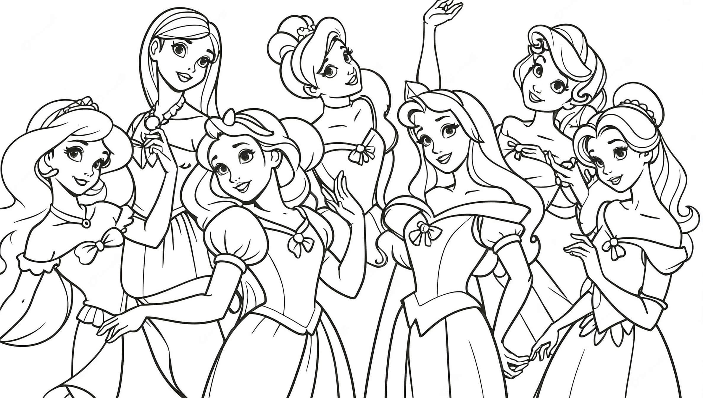 Disney Princesses Coloring Page 5