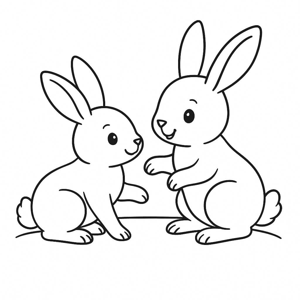 Playing rabbits coloring page
