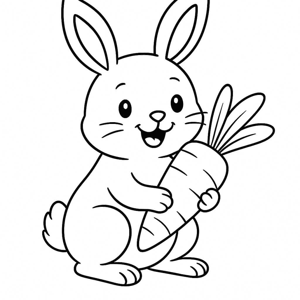 Rabbit with carrot coloring page
