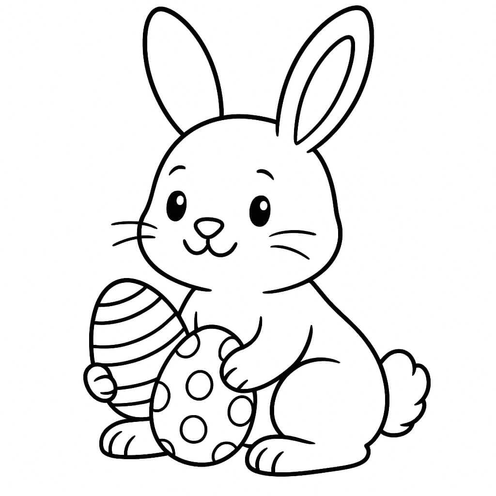 Rabbit with Easter eggs coloring page