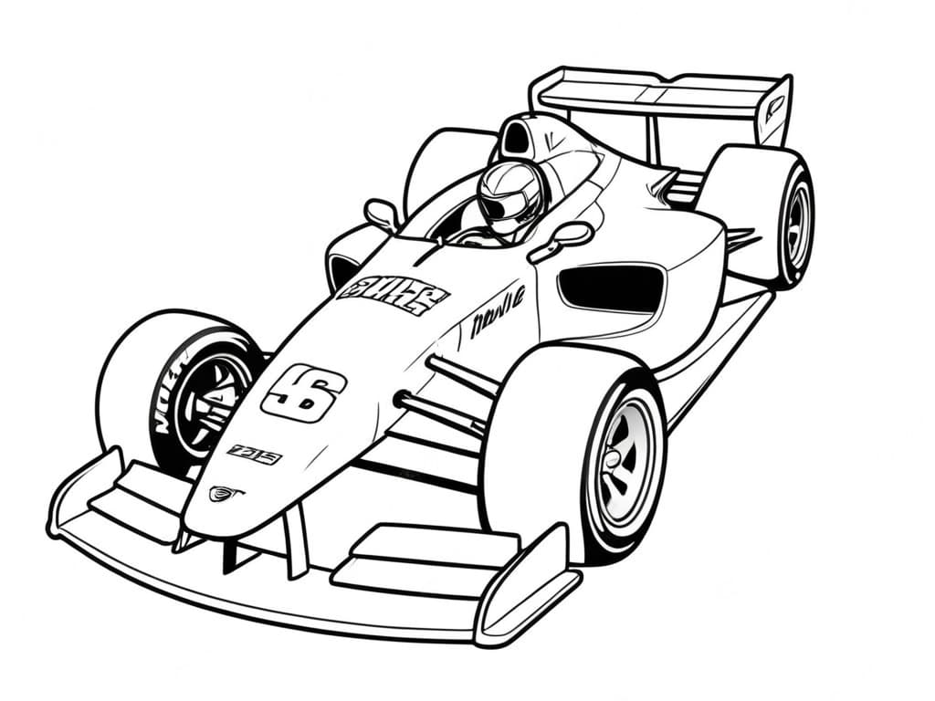 Race car with driver coloring page
