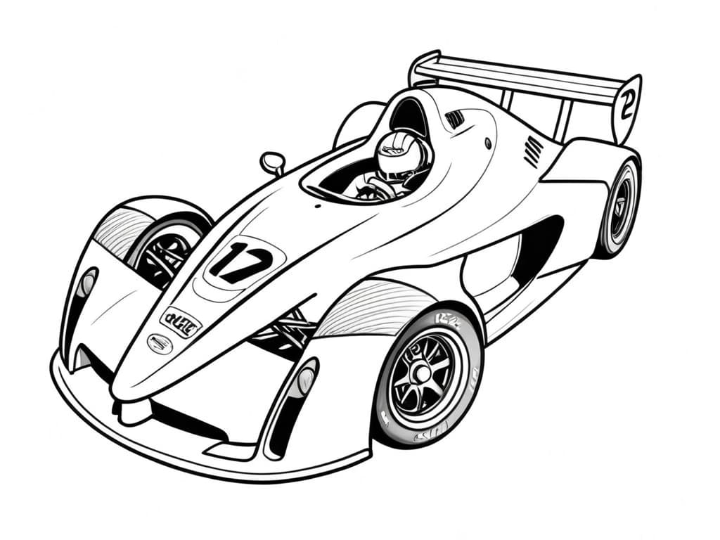 Race car with trophies coloring page