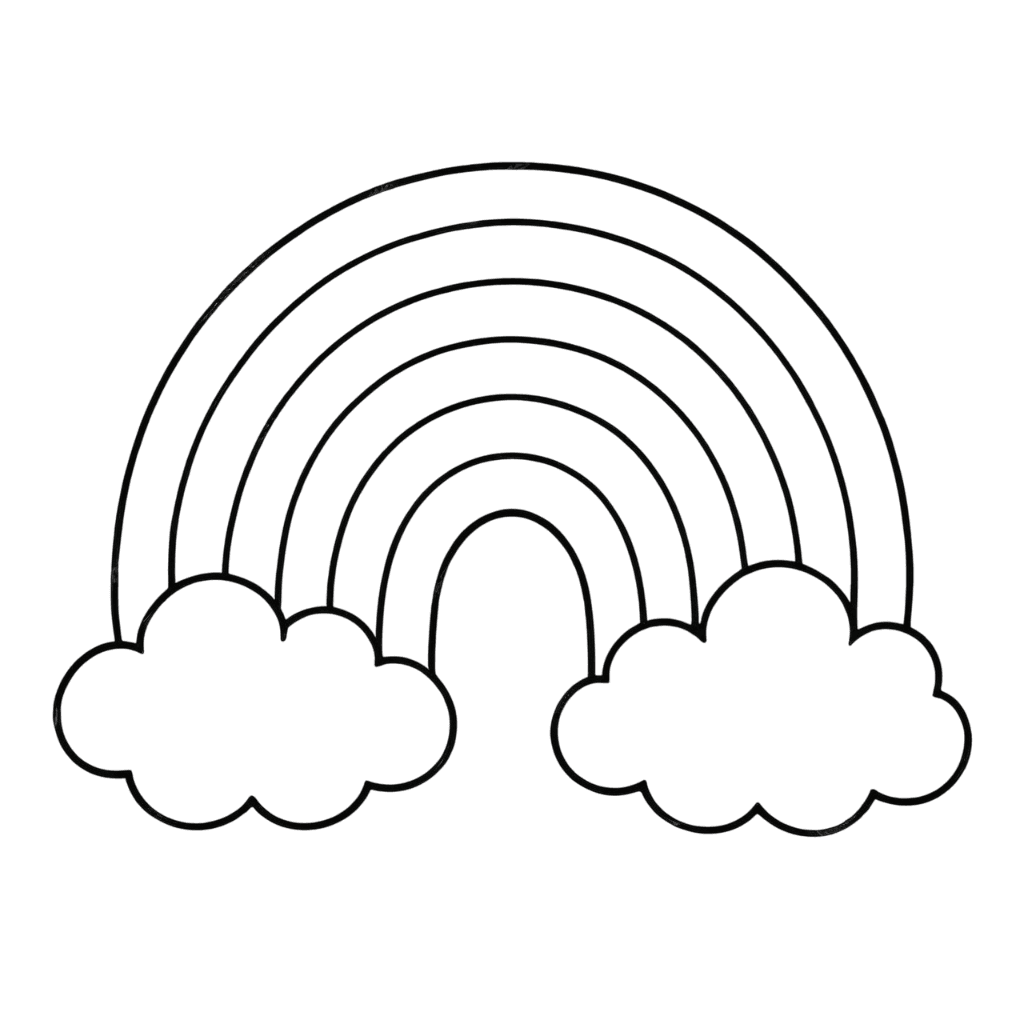 Rainbow and clouds coloring page