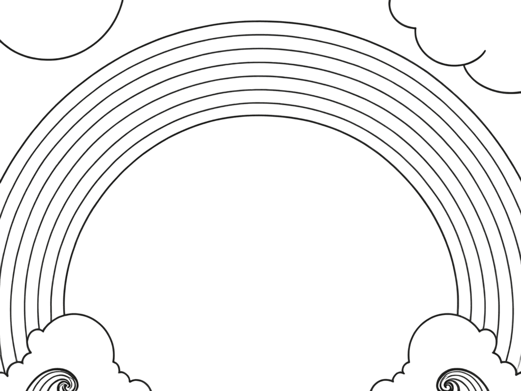Rainbow in a clear sky coloring page