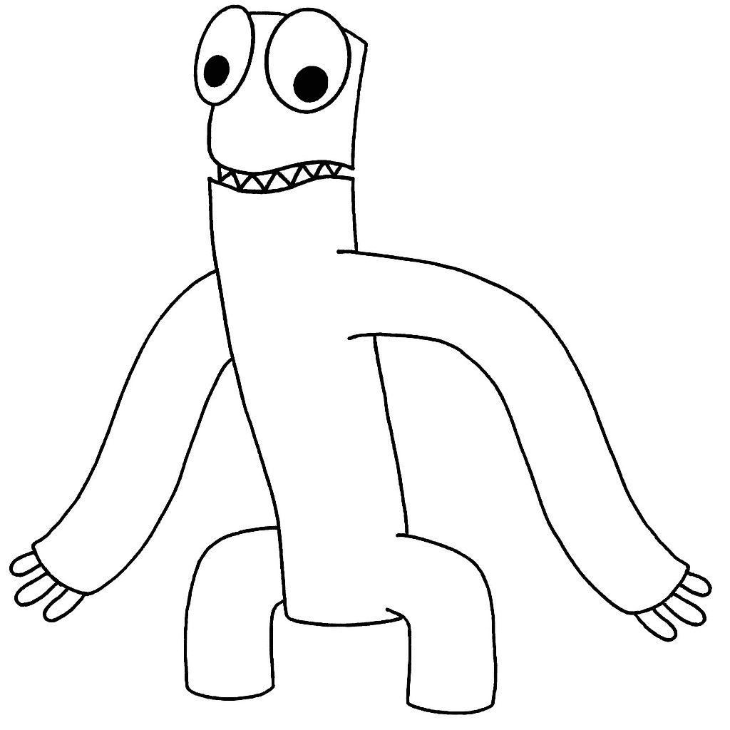 Green Rainbow Friends coloring page