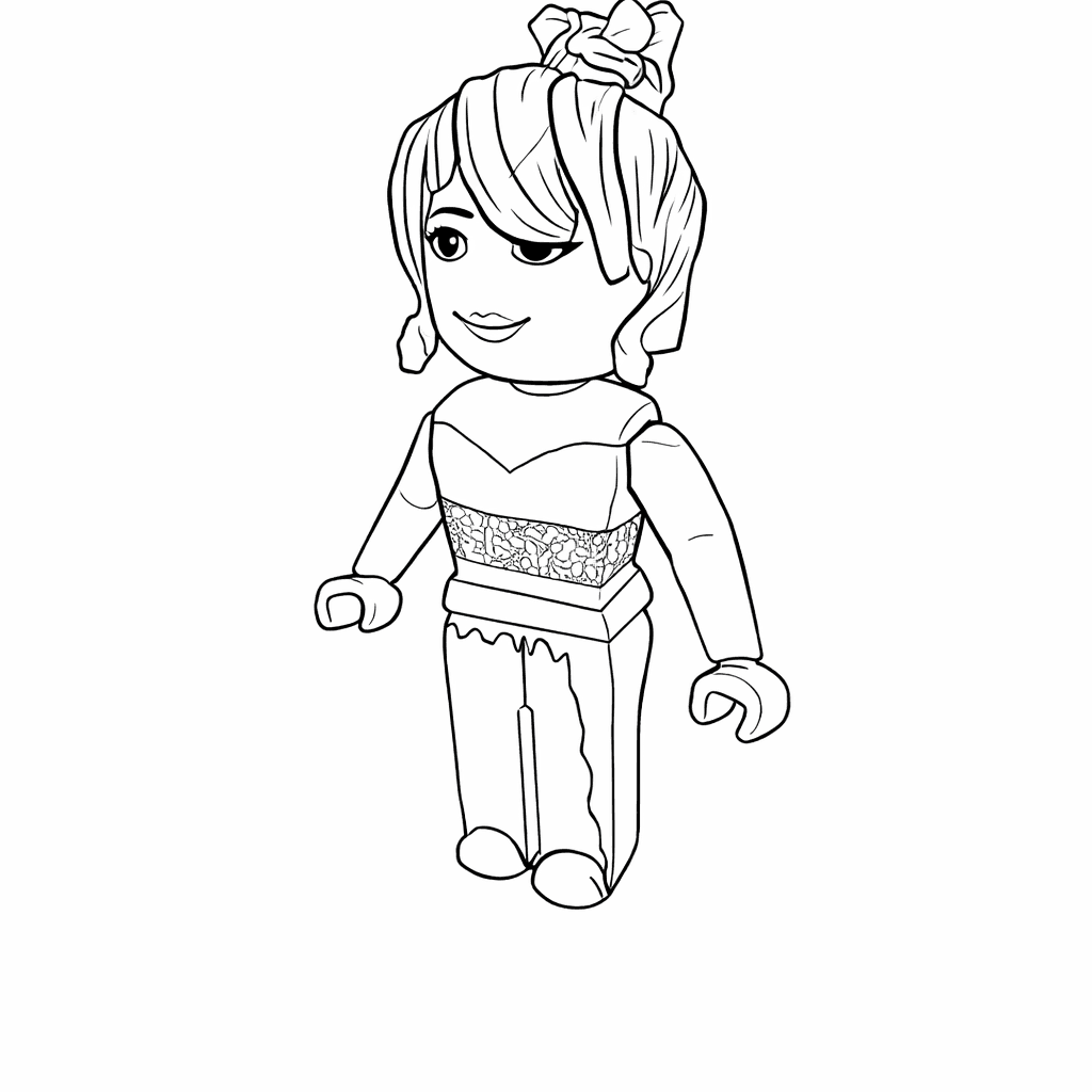 Roblox Girl in Red Dress Coloring Pages