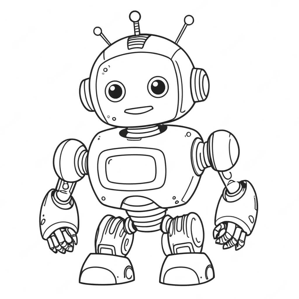 Laughing robot coloring page