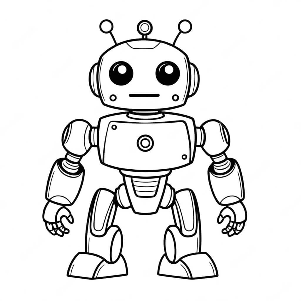 Robot with antennas coloring page