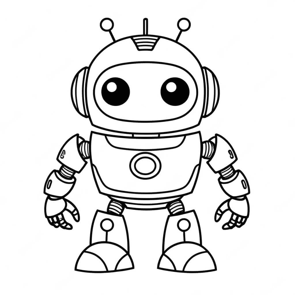 Robot with helmet coloring page