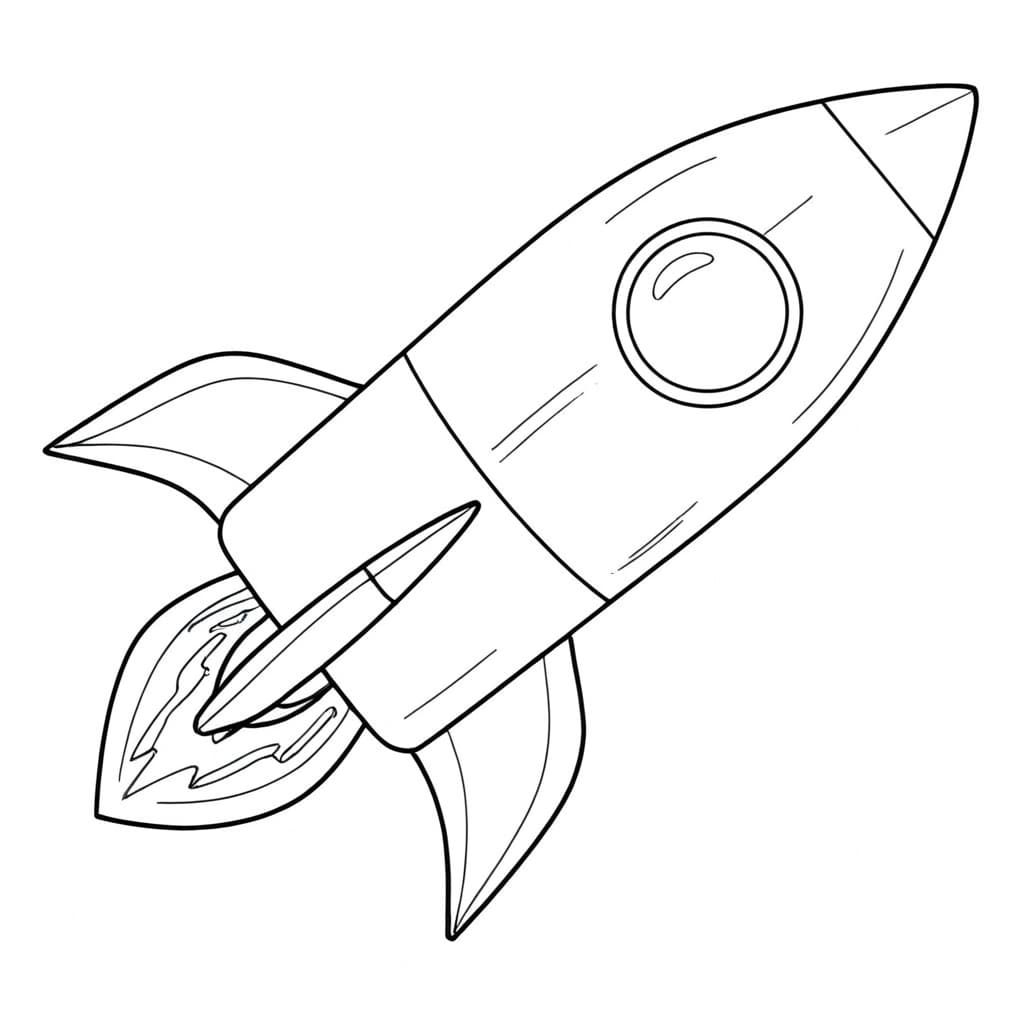 Flying Rocket Coloring Page