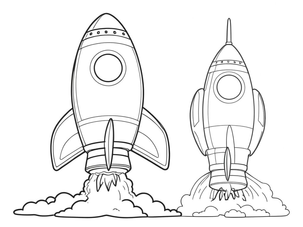 Two Rockets Coloring Page