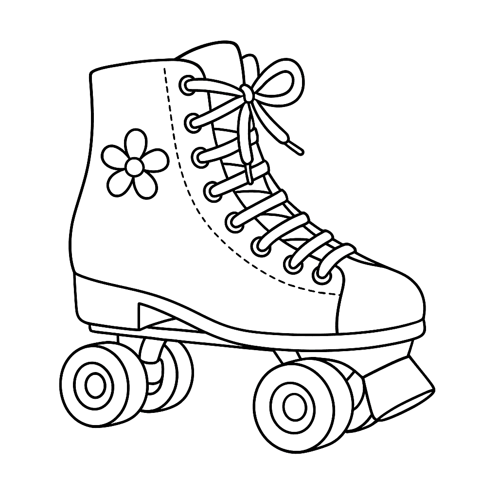 Roller Skates With Bows Coloring Page