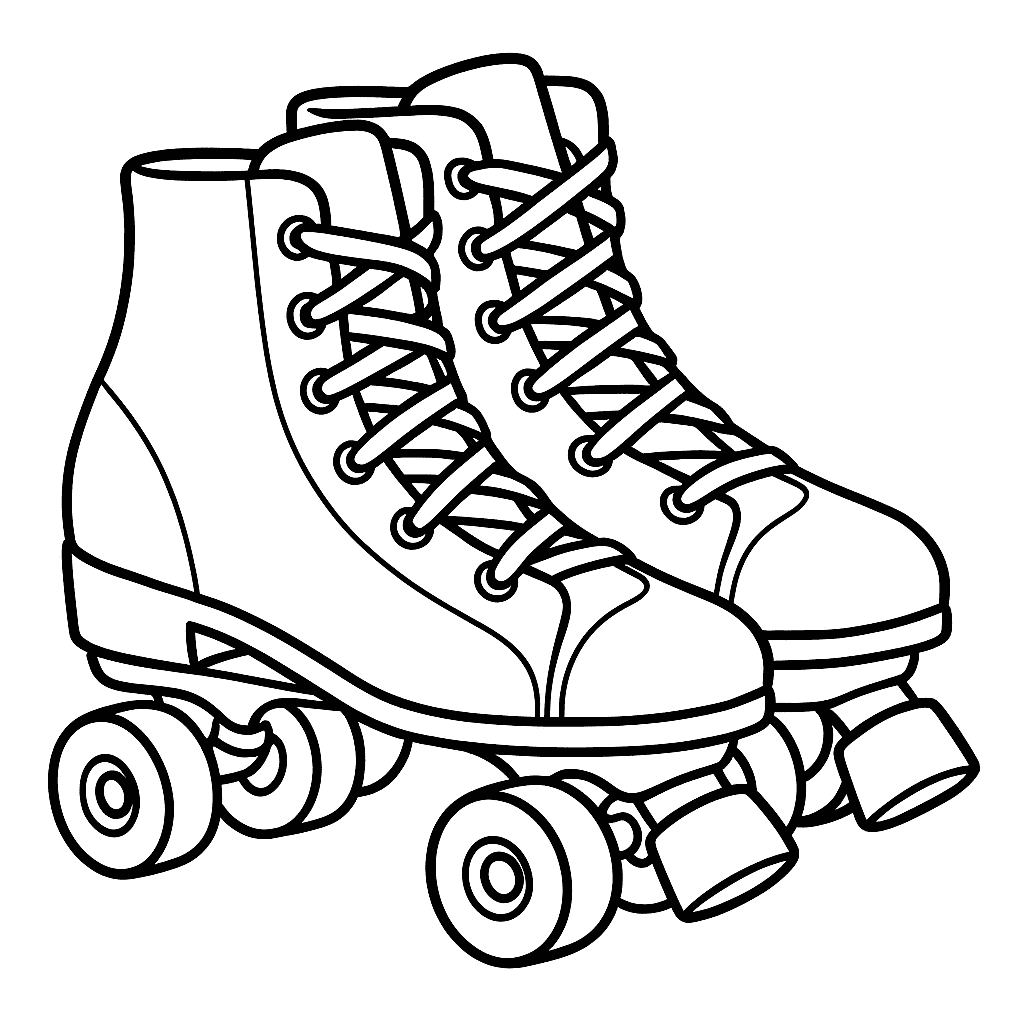 Roller Skates With Large Wheels Coloring Page