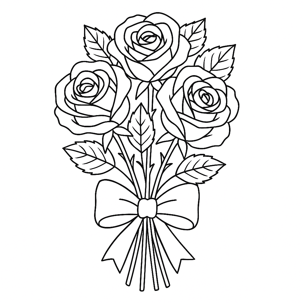 Multiple Roses Coloring Page