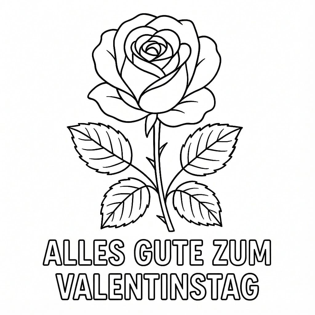 Valentines Day Rose Coloring Page