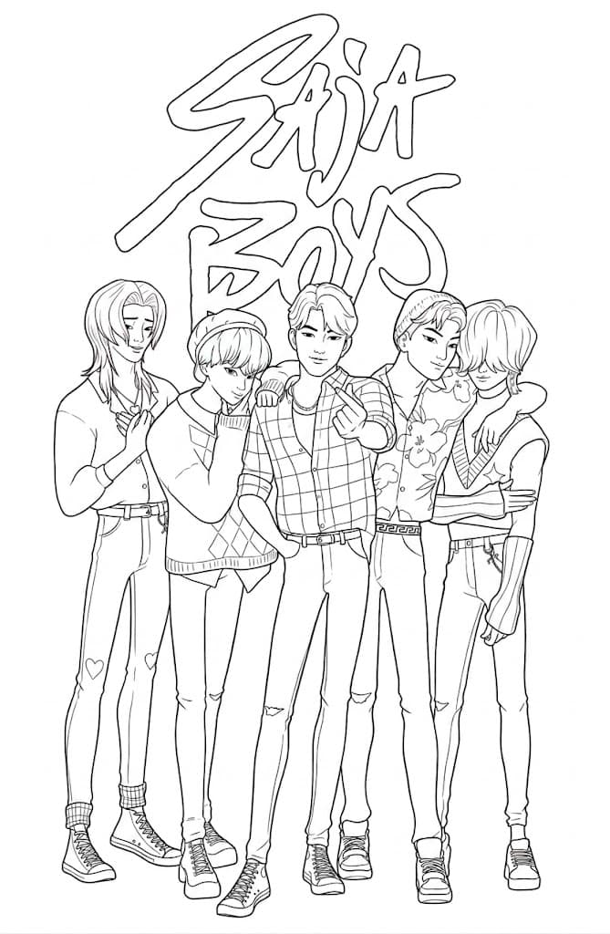 Saja Boys drawing coloring page