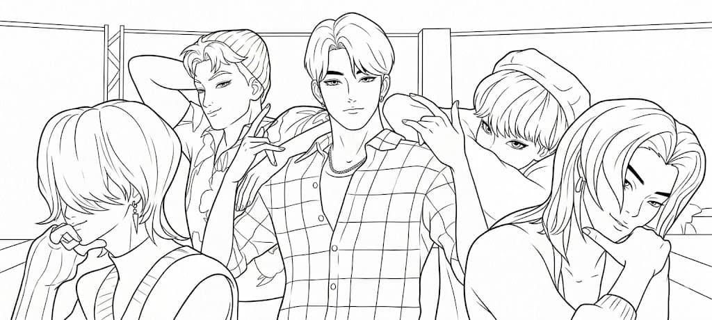 Saja Boys group coloring page