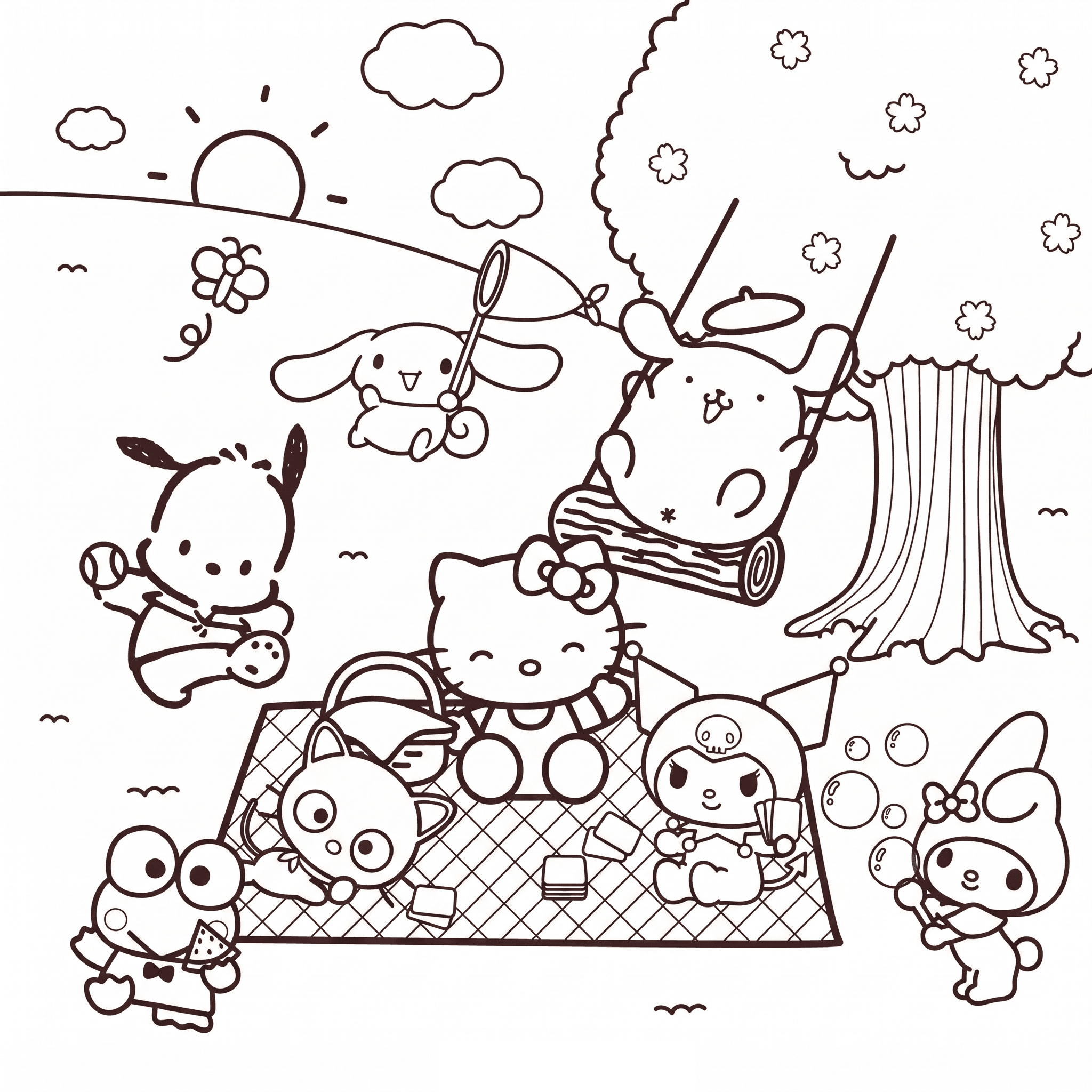 Sanrio Picnic Coloring Pages