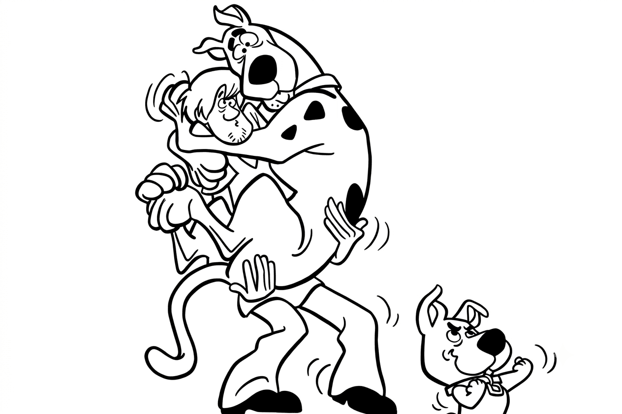 Scooby-Doo, Scrappy-Doo, and Shaggy coloring pages
