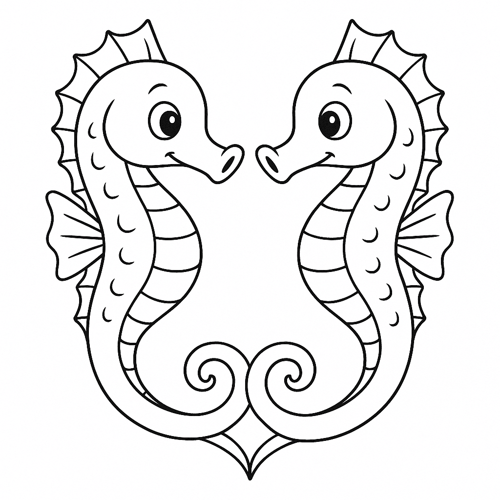 Seahorse group coloring page