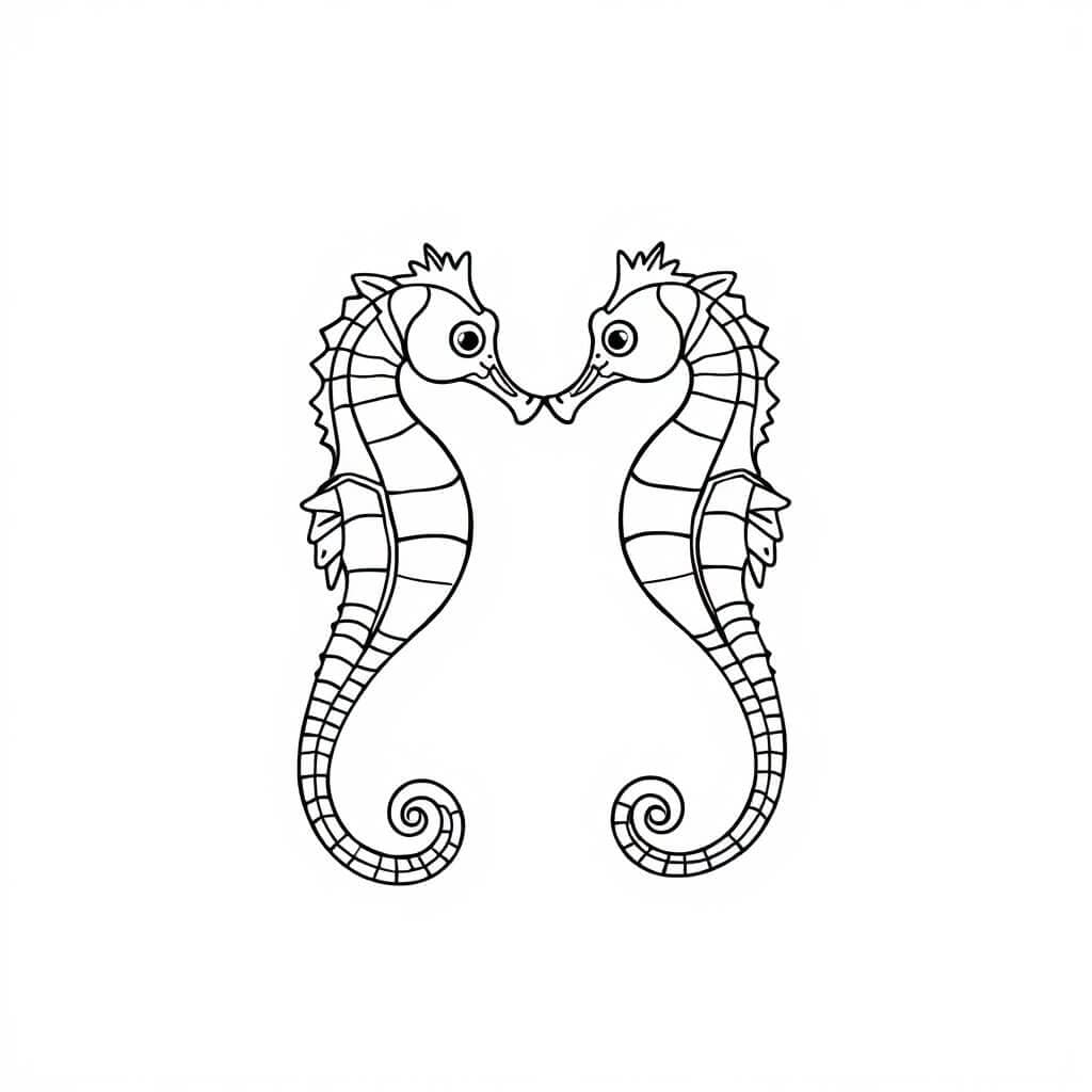 Two seahorses coloring page