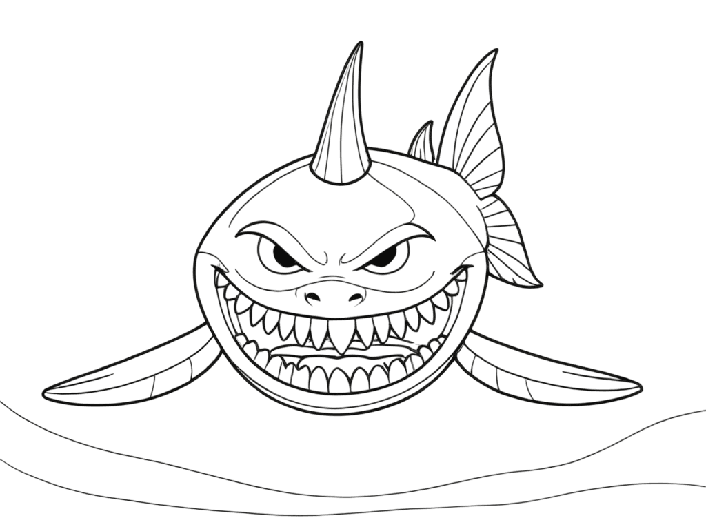 Battle-Ready Shark Coloring Page