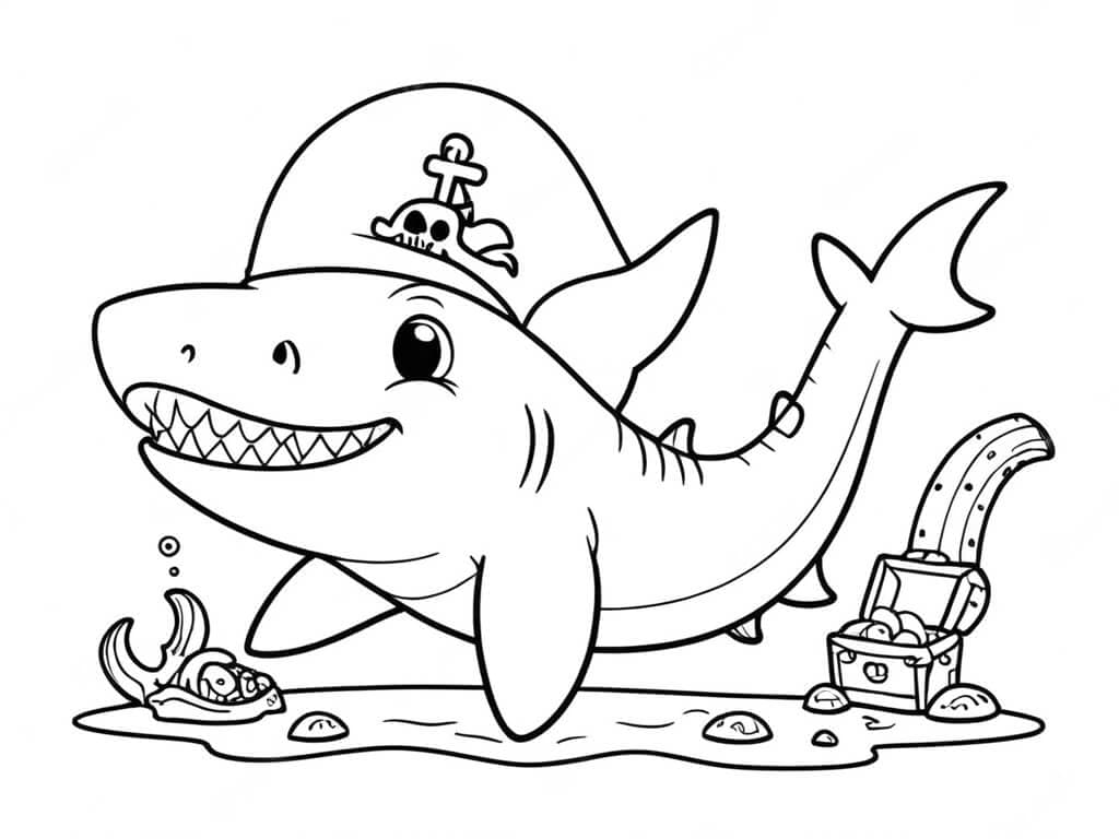Pirate Shark Coloring Page