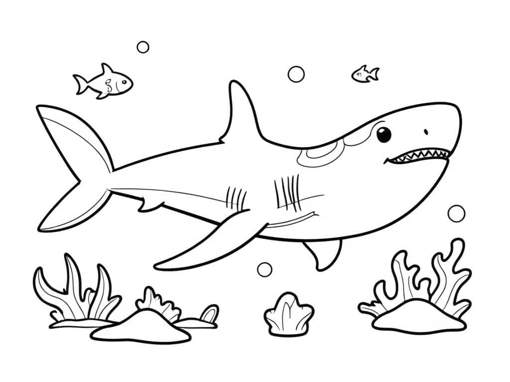 Shark in the Ocean Coloring Page