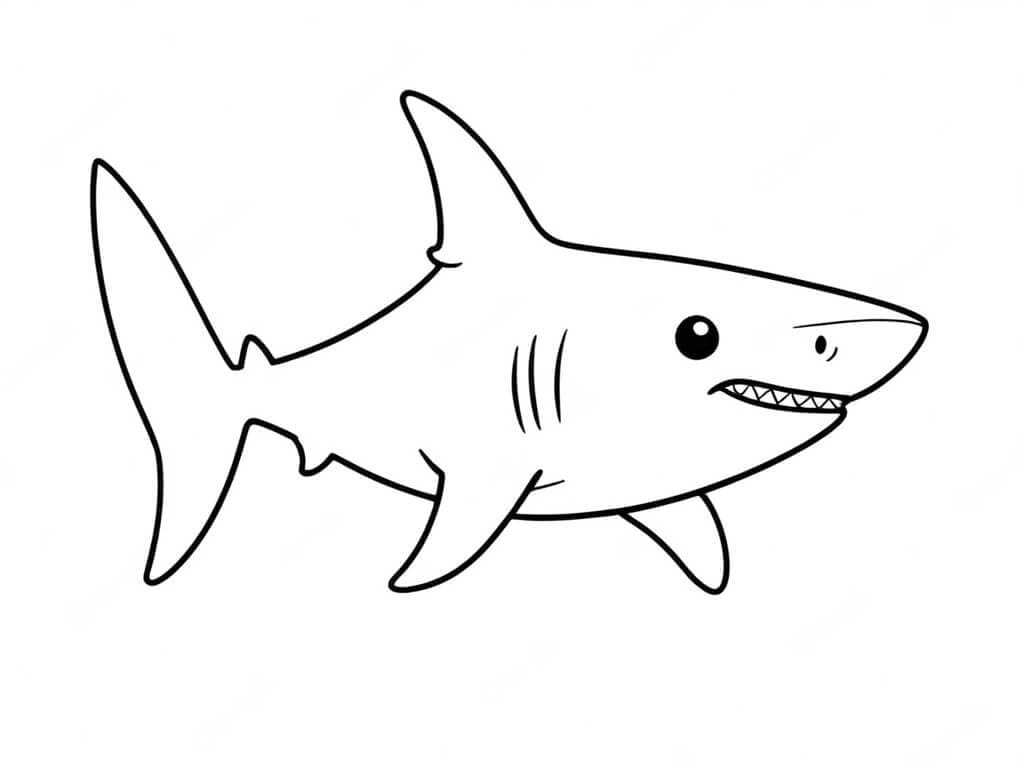 Shark with Tuba Coloring Page