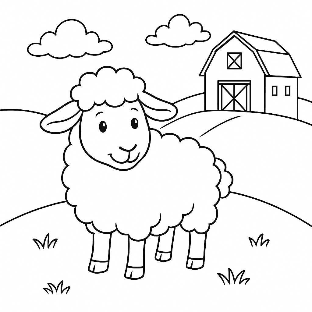 Sheep in the Barn Coloring Page