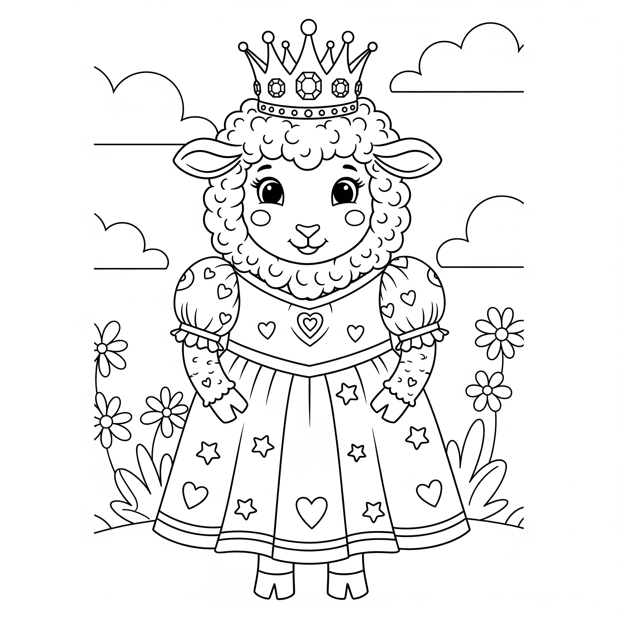 Sheep Queen Coloring Page