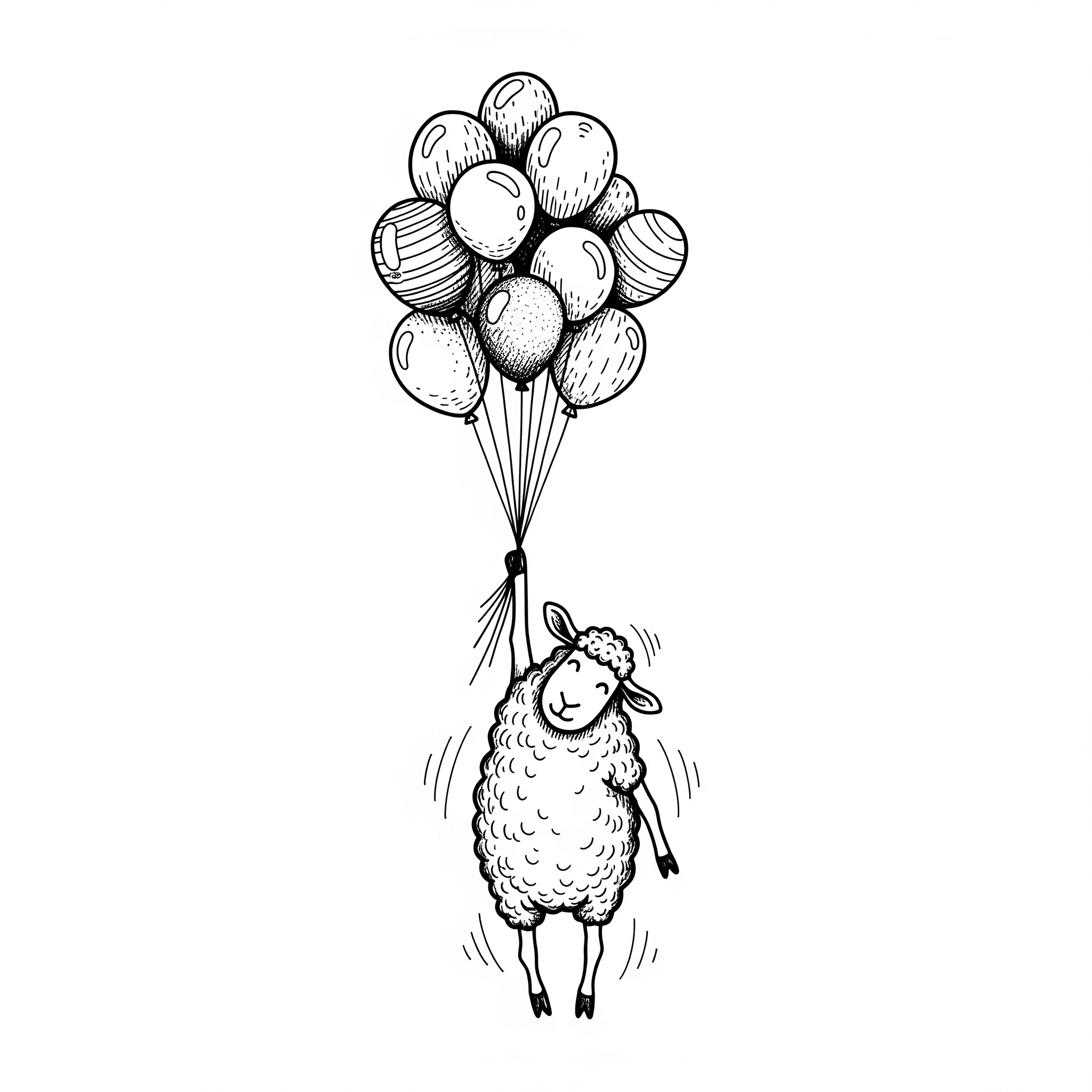 Sheep with Balloons Coloring Page