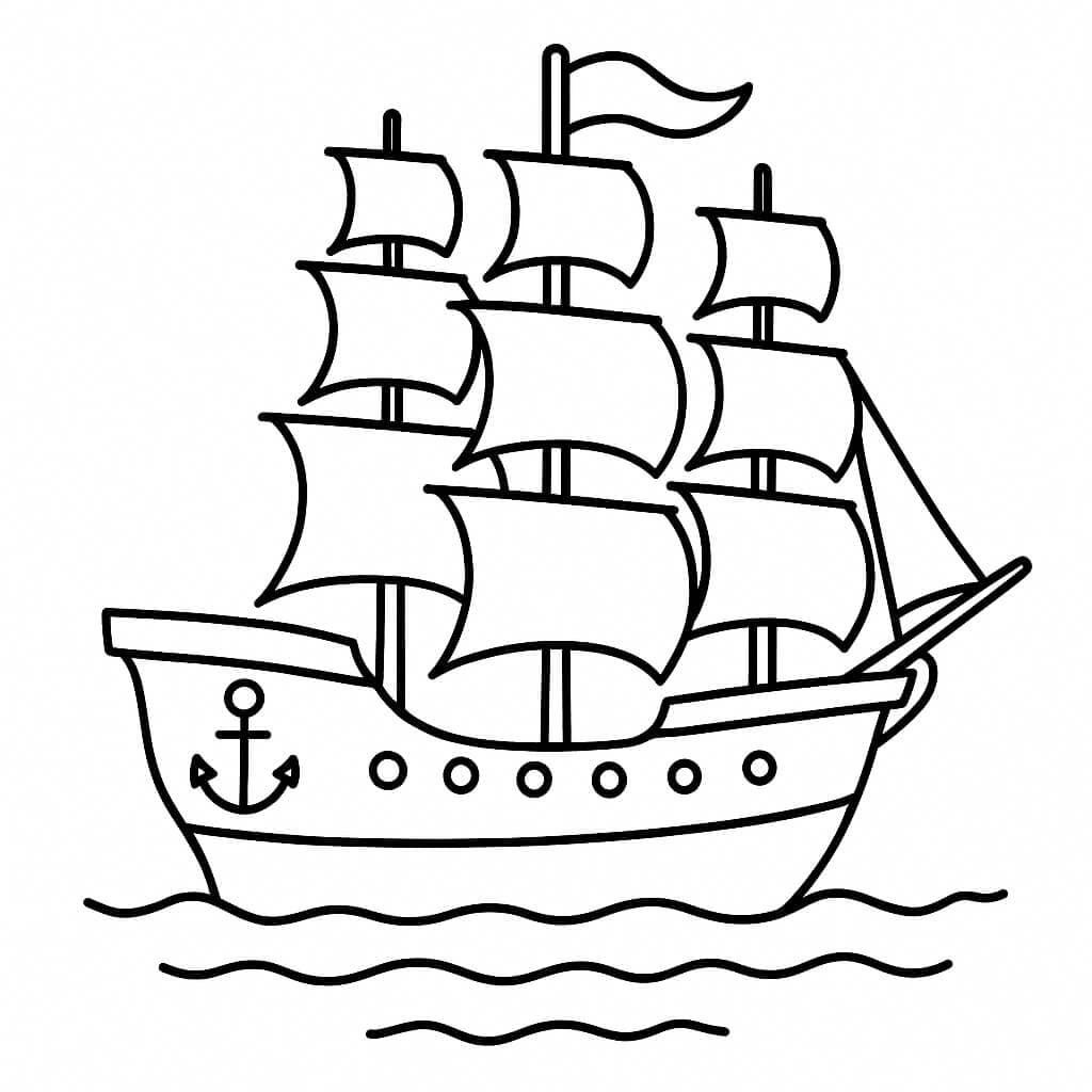 Classic ship coloring page