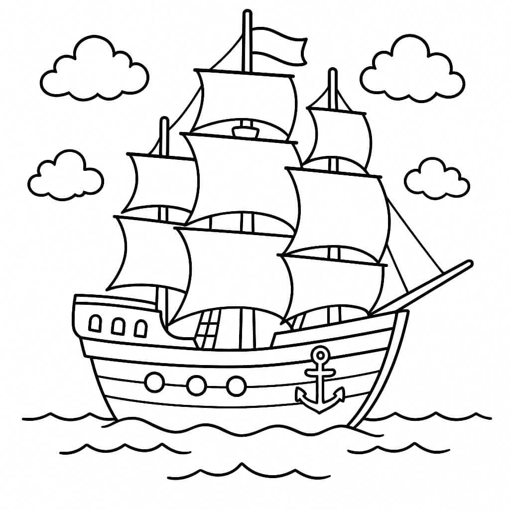 Detailed ship coloring page
