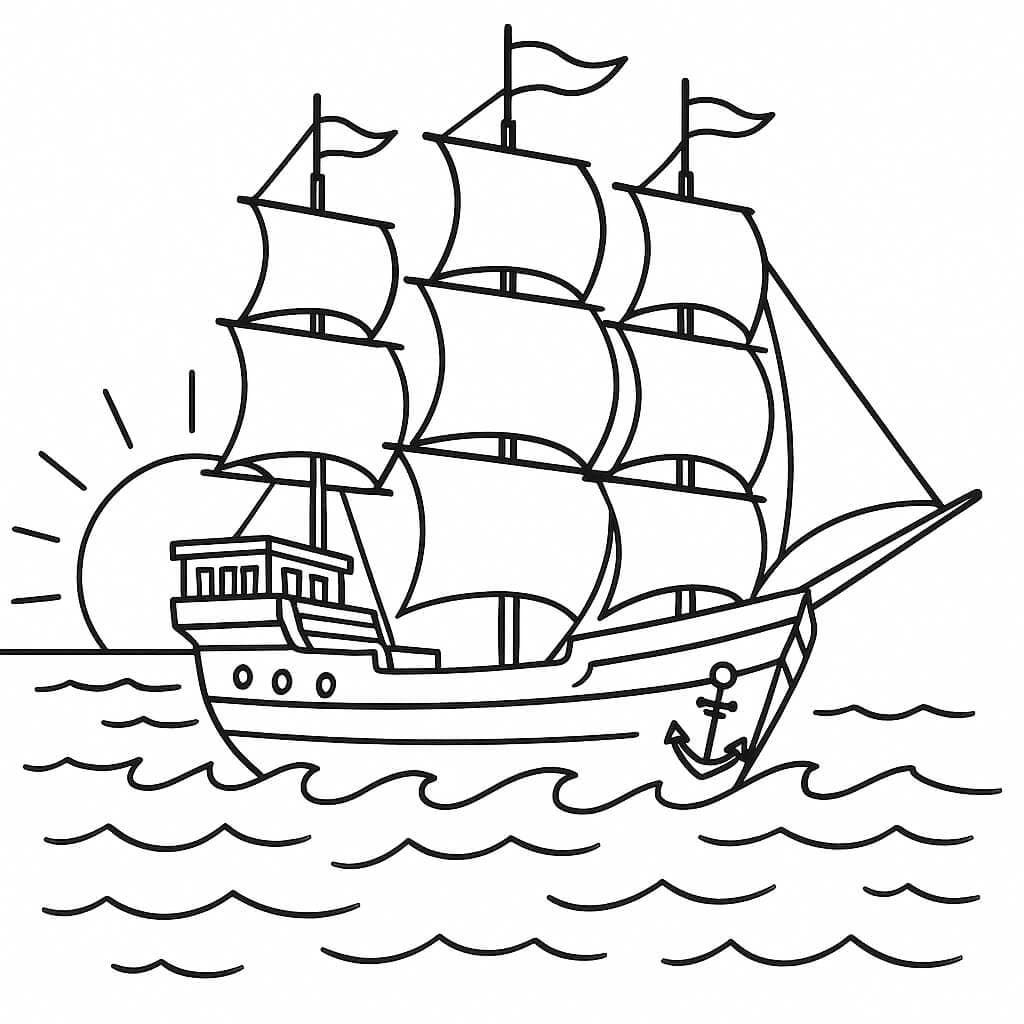 Large ship coloring page