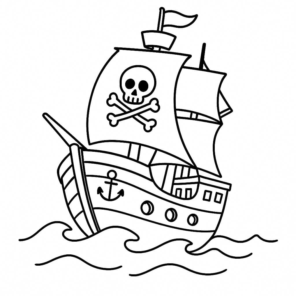 Pirate ship coloring page