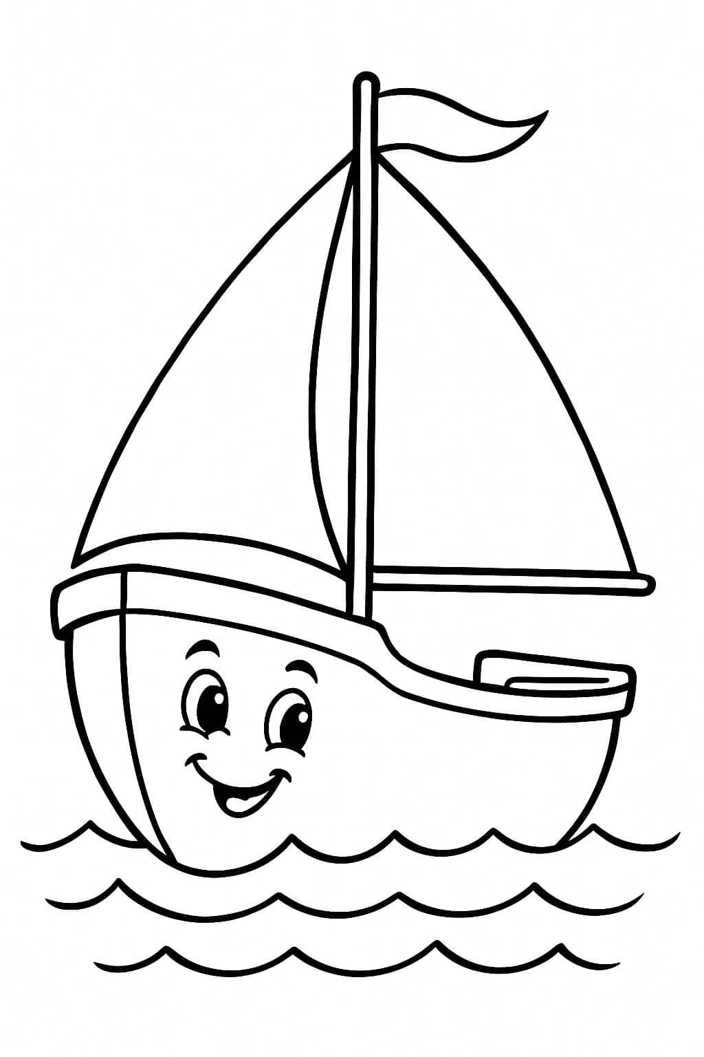 Smiling ship coloring page